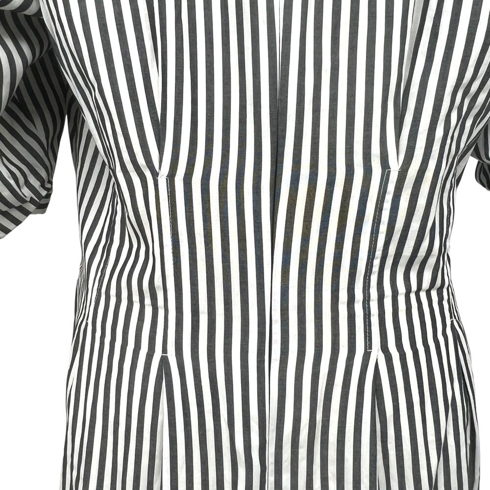 WHO WHAT WEAR  100% Cotton Gray Stripe Maxi Dress L  GardenParty Brunch - Picture 5 of 8